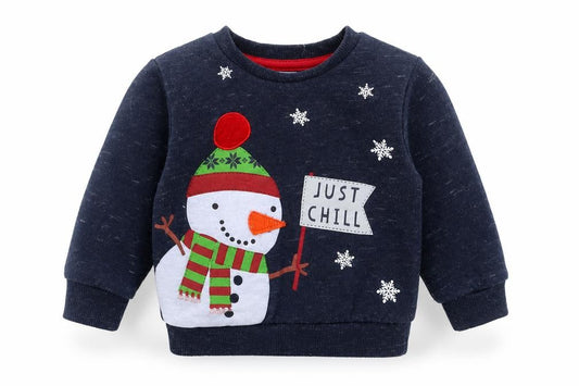 Primark Baby Blue  Polyester Pullover Jumper Size 12-18 Months   - snowman
