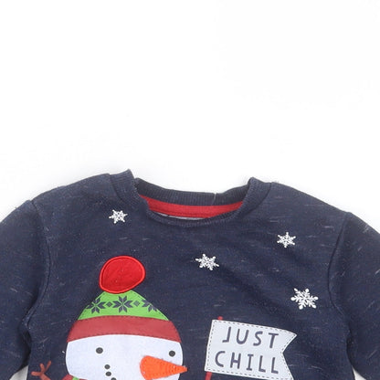 Primark Baby Blue  Polyester Pullover Jumper Size 12-18 Months   - snowman