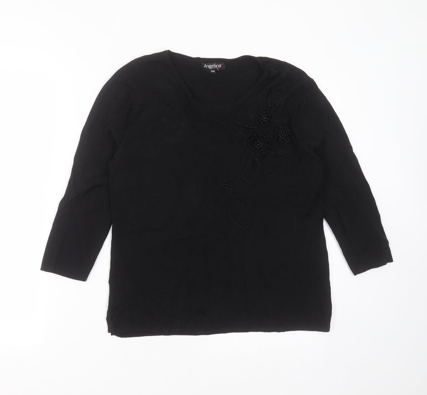 Womens UK Size S Angelina Black Pullover Jumper