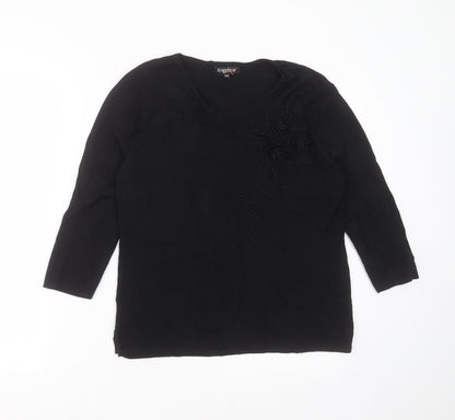 Womens UK Size S Angelina Black Pullover Jumper