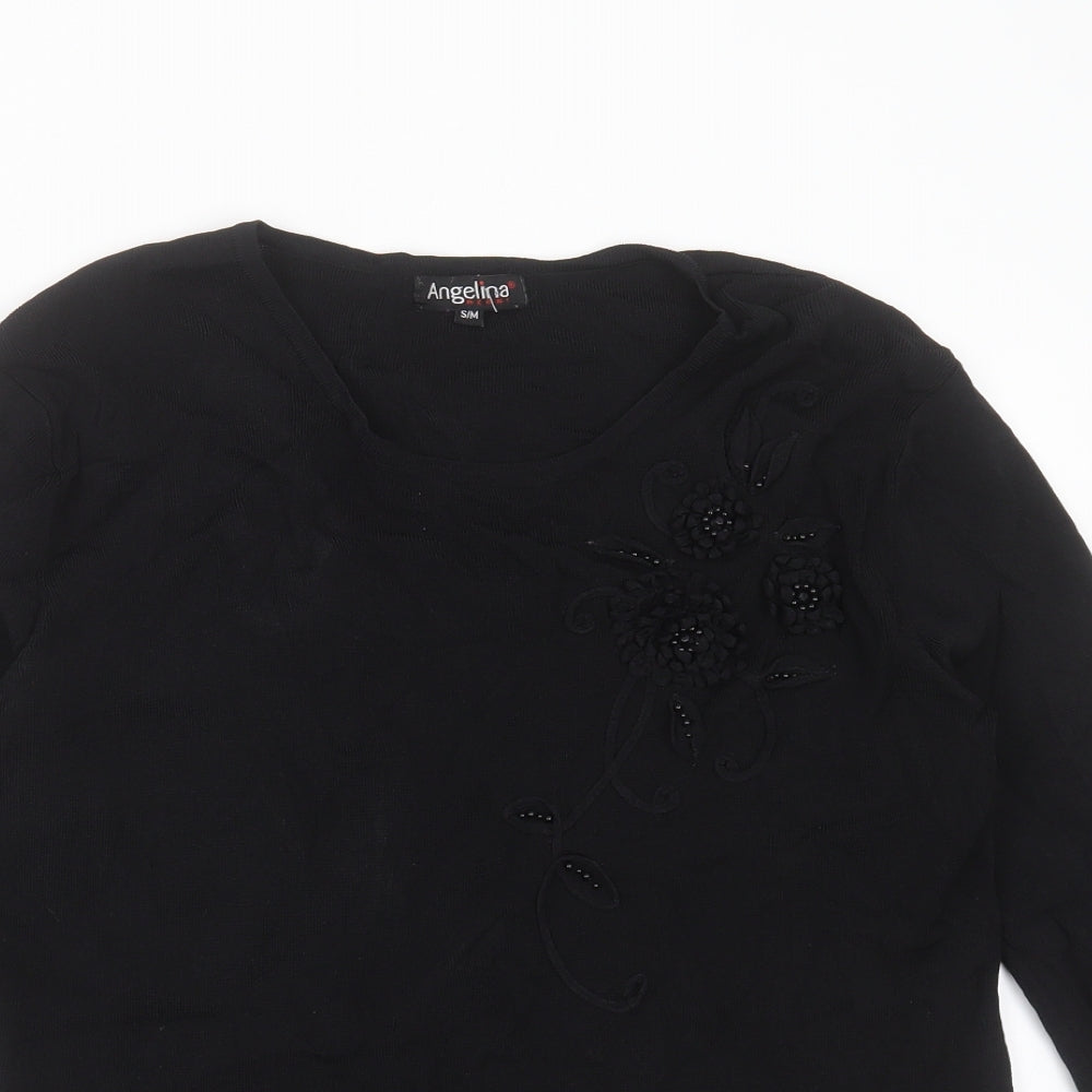 Womens UK Size S Angelina Black Pullover Jumper