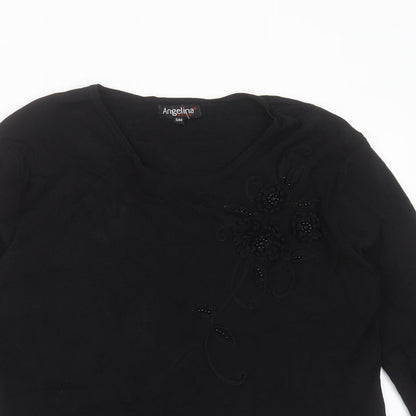 Womens UK Size S Angelina Black Pullover Jumper