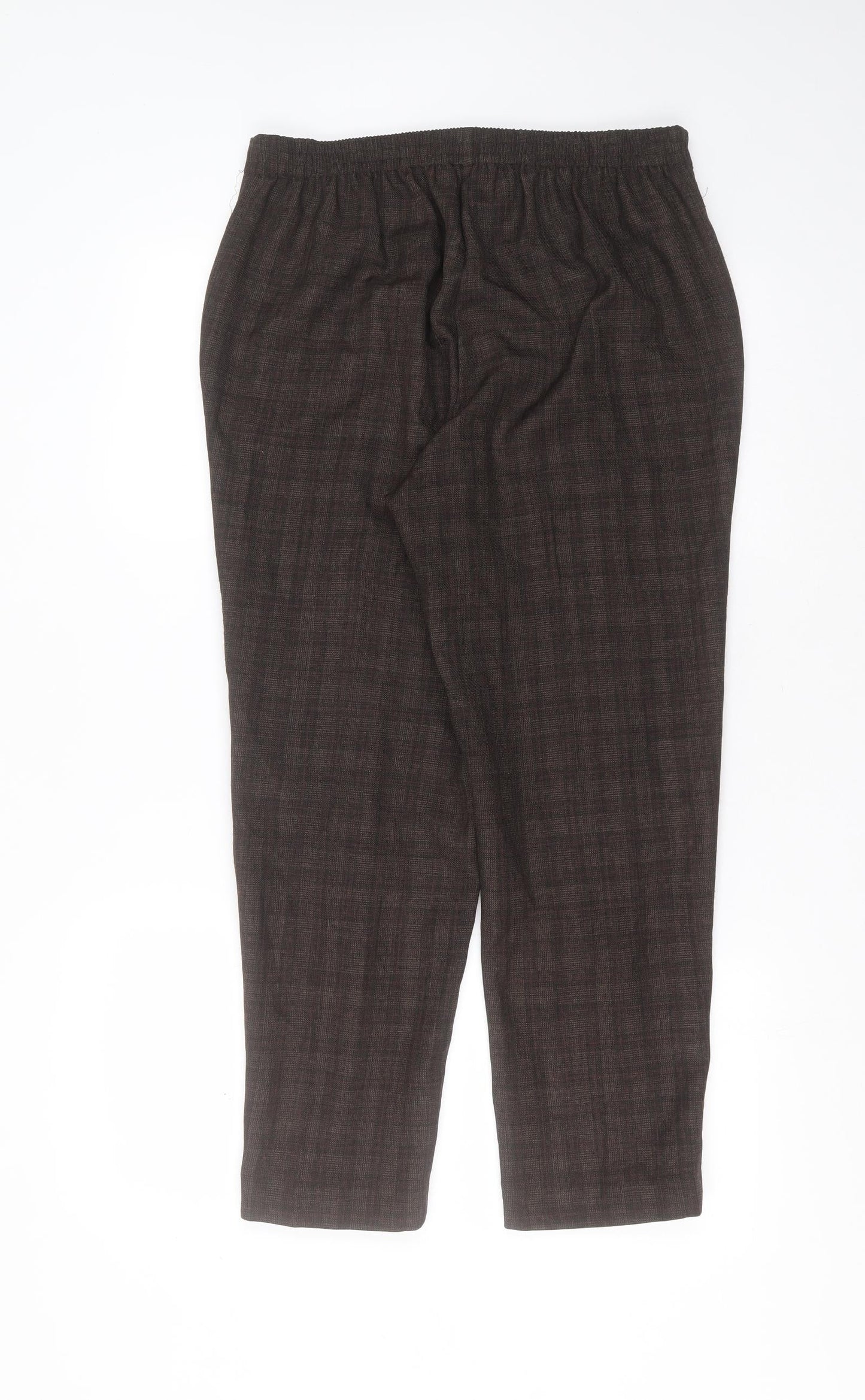 BM Womens Brown Check Polyester Trousers  Size 12 L25 in Regular