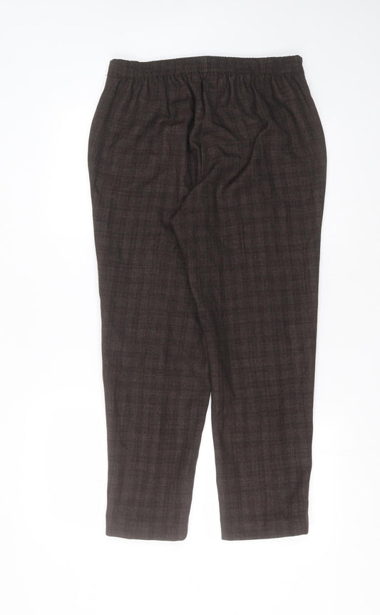 BM Womens Brown Check Polyester Trousers  Size 12 L25 in Regular