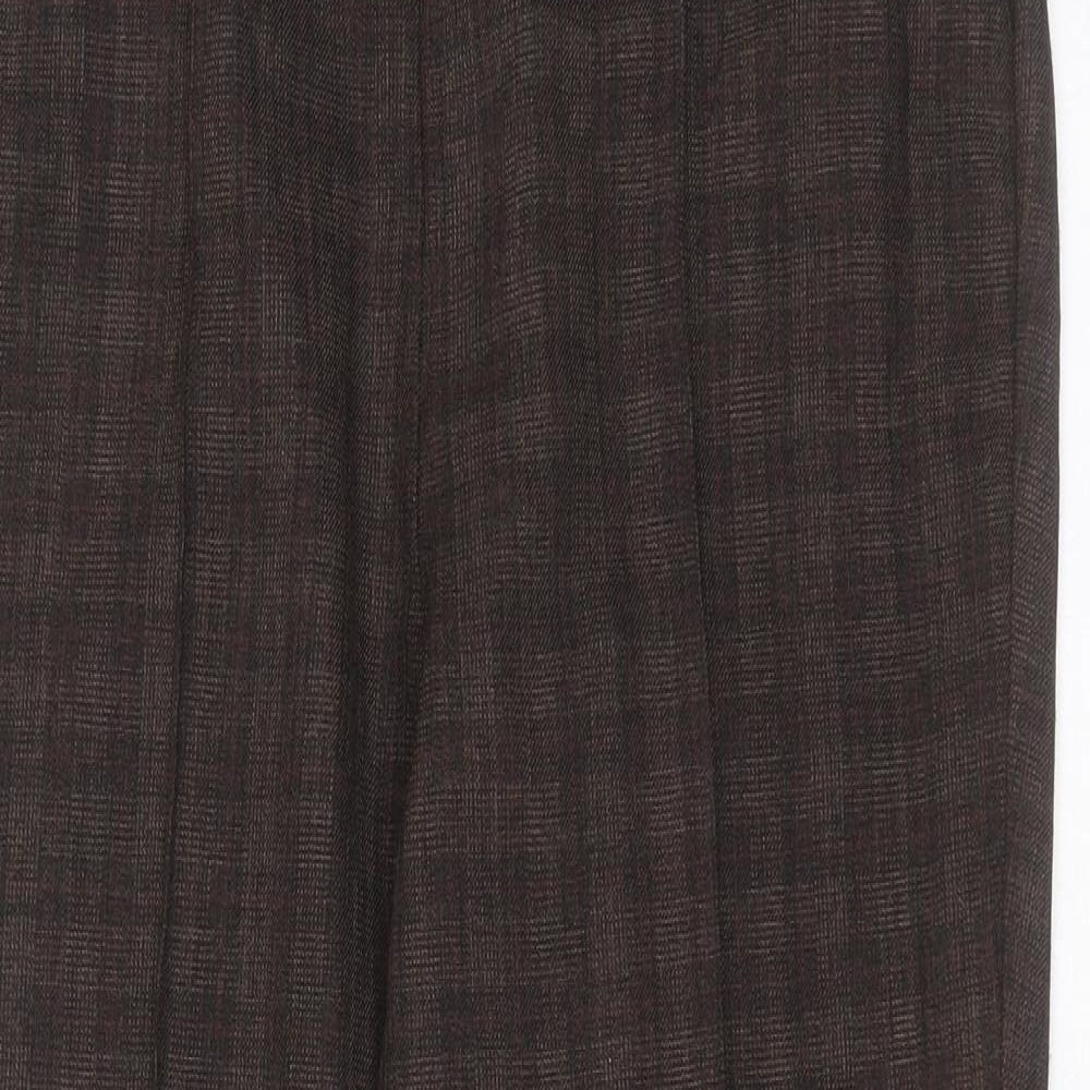 BM Womens Brown Check Polyester Trousers  Size 12 L25 in Regular