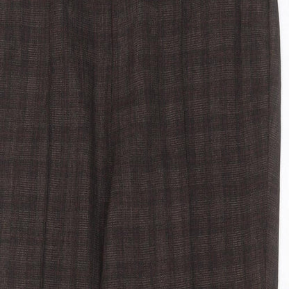 BM Womens Brown Check Polyester Trousers  Size 12 L25 in Regular