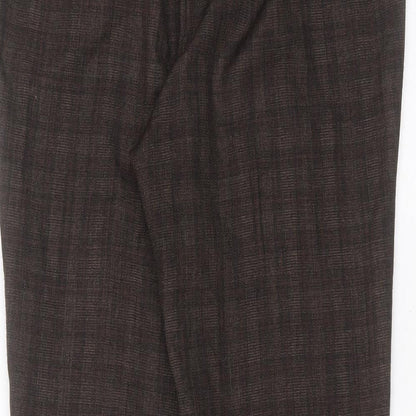 BM Womens Brown Check Polyester Trousers  Size 12 L25 in Regular
