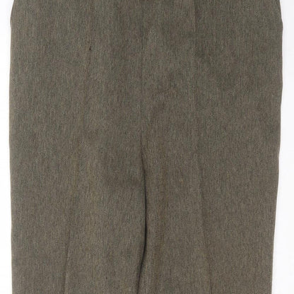 BM Womens Green Herringbone Polyester Trousers  Size 12 L25 in Regular