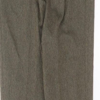BM Womens Green Herringbone Polyester Trousers  Size 12 L25 in Regular