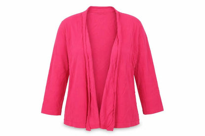 Front view of Country Casuals women’s pink v-neck viscose cardigan jumper, size S