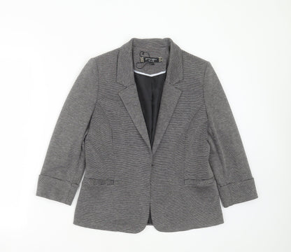 Principles Womens Grey Striped Viscose Jacket Blazer Size 10