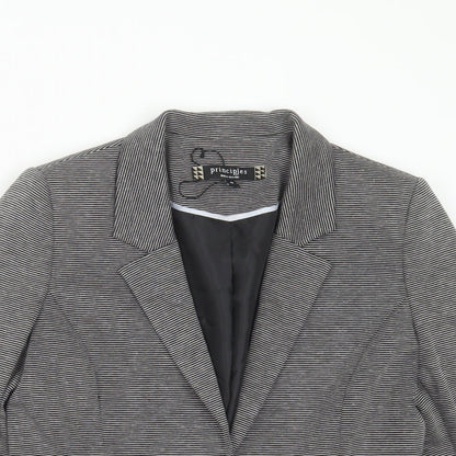 Principles Womens Grey Striped Viscose Jacket Blazer Size 10