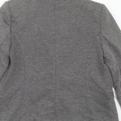 Principles Womens Grey Striped Viscose Jacket Blazer Size 10