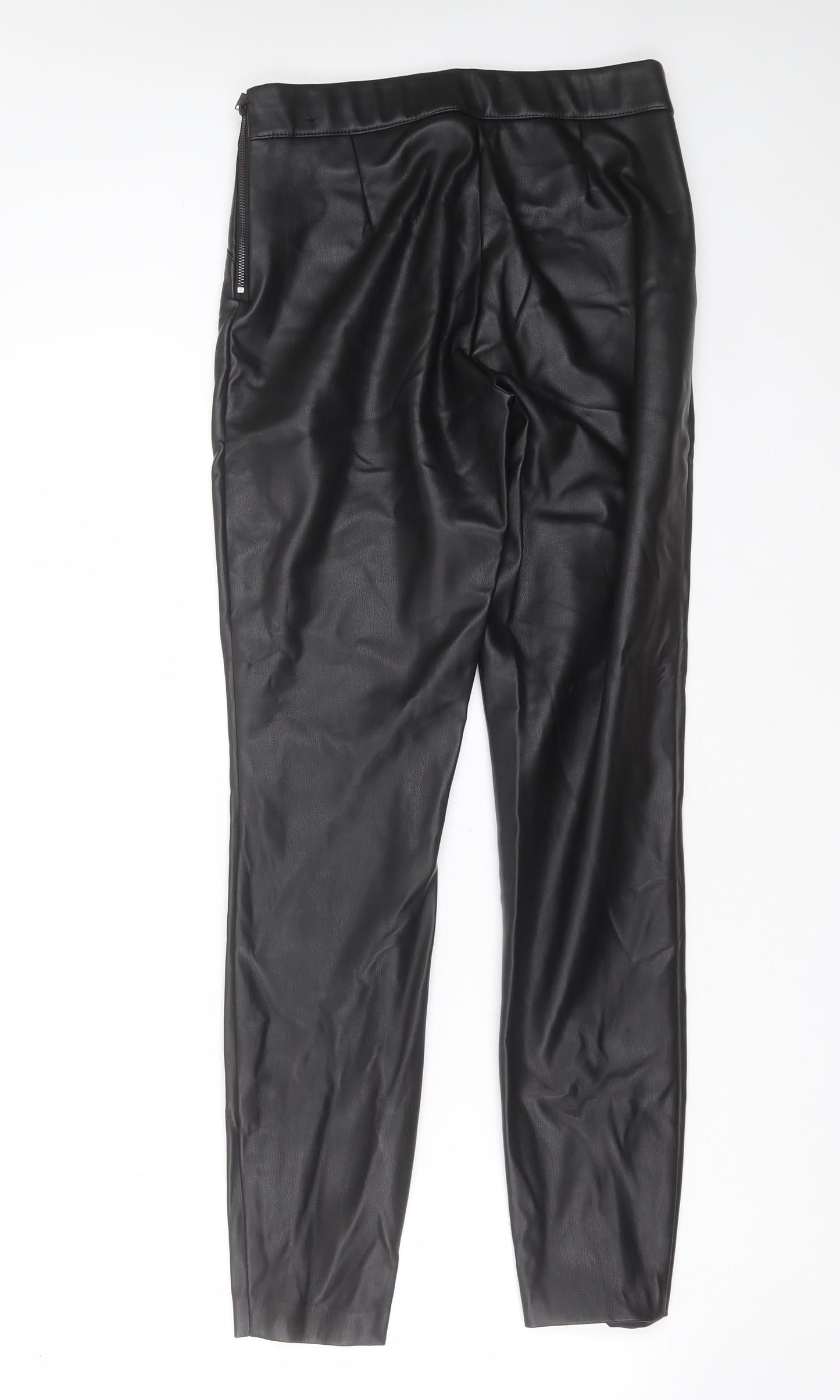 inditex Womens Black  Polyester Trousers  Size 28 in L29 in Slim