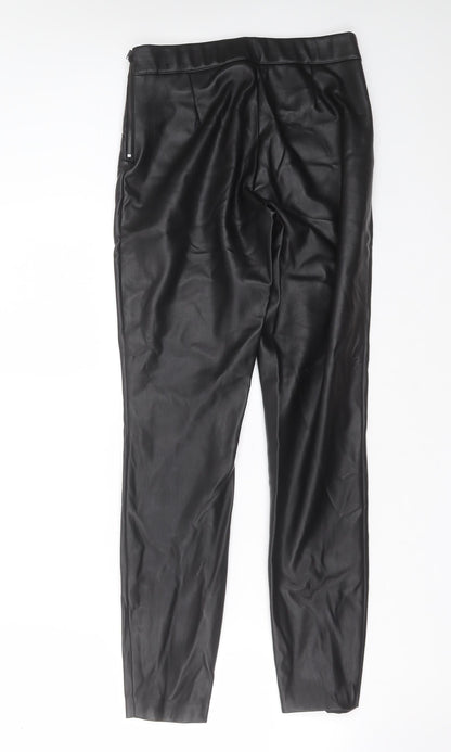inditex Womens Black  Polyester Trousers  Size 28 in L29 in Slim