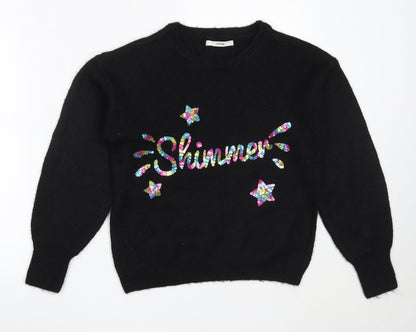 George Womens Black Round Neck  Polyester Pullover Jumper Size S