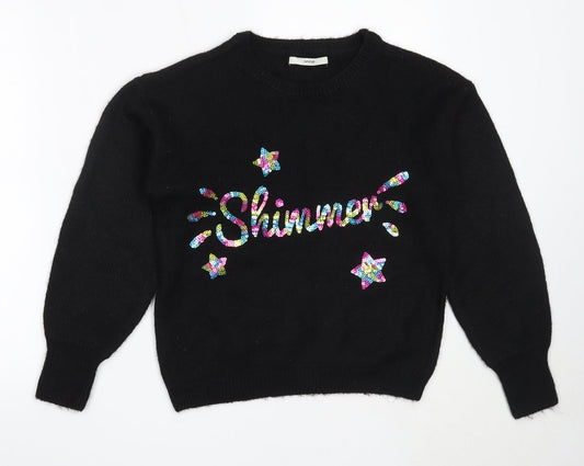 George Womens Black Round Neck  Polyester Pullover Jumper Size S