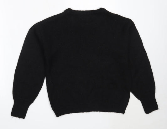 George Womens Black Round Neck  Polyester Pullover Jumper Size S