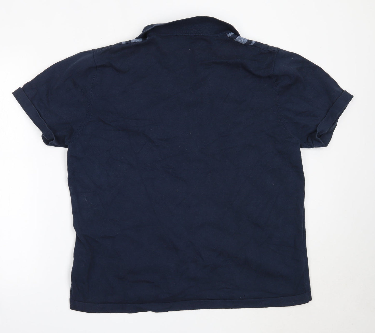 George Mens Blue Collared  Cotton Cardigan Jumper Size 2XL