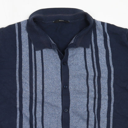 George Mens Blue Collared  Cotton Cardigan Jumper Size 2XL