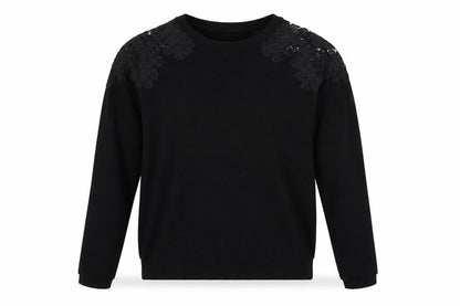 Poof Womens Black Round Neck  Cotton Pullover Jumper Size L