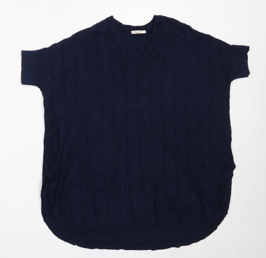 TU Womens Blue V-Neck  Viscose Pullover Jumper Size 10