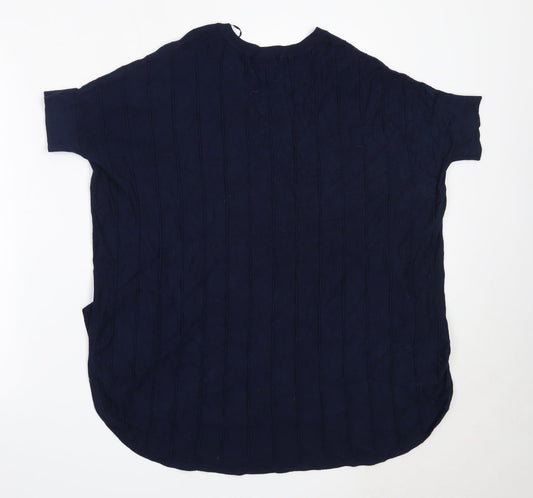 TU Womens Blue V-Neck  Viscose Pullover Jumper Size 10