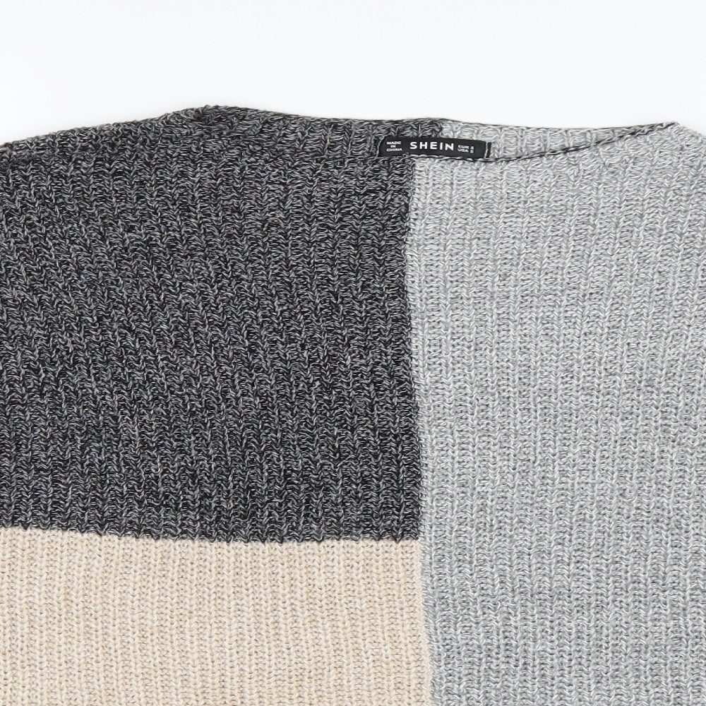 Shein  Womens Multicoloured Round Neck  Acrylic Pullover Jumper Size S