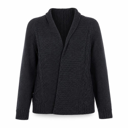 Front view of Marks & Spencer women’s grey v-neck cotton cardigan jumper, size UK 8