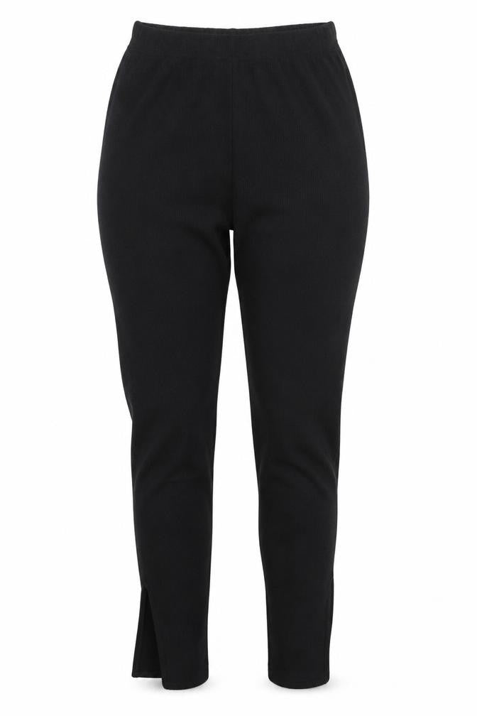 Front view of PRETTYLITTLETHING women’s black jogger leggings, size UK 10, 33-inch leg