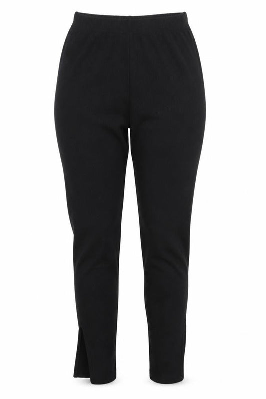 Front view of PRETTYLITTLETHING women’s black jogger leggings, size UK 10, 33-inch leg