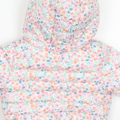 F&F Girls Multicoloured Floral  Basic Coat Coat Size 0-3 Months   Zip