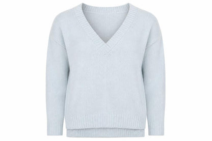 NEXT Womens Blue V-Neck  Acrylic Pullover Jumper Size 8