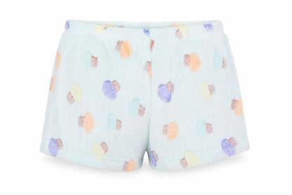 Front view of Preworn women’s blue spotted cotton mom shorts, size 2XL, regular - cupcake print pyjama pants