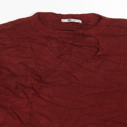 TU Womens Red Round Neck  Viscose Pullover Jumper Size 16