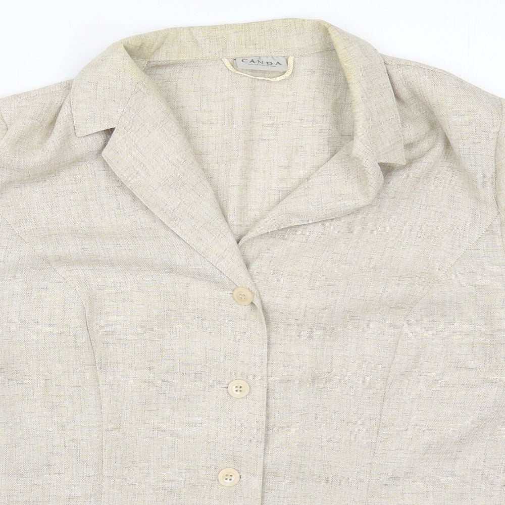 C&A Womens Beige  Polyester Basic Button-Up Size 20 Collared