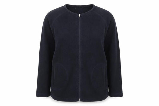 Front view of Bonmarché women’s blue jacket, size L, zip