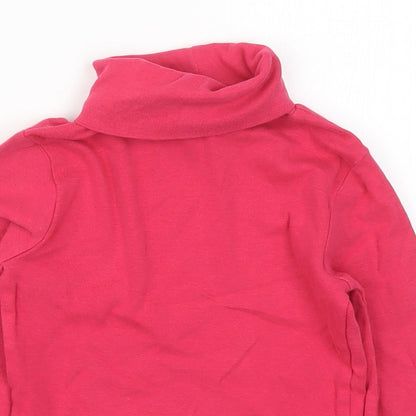 Mont Prix Girls Pink  Cotton Basic T-Shirt Size 6 Years Roll Neck Pullover