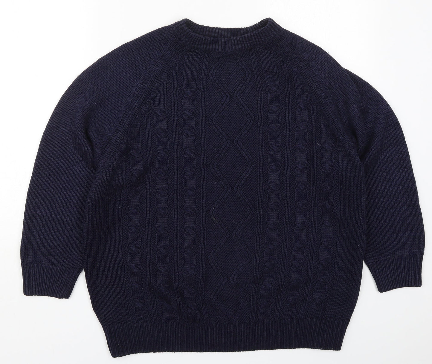 Emily Claire Womens Blue Round Neck  Acrylic Pullover Jumper Size 14