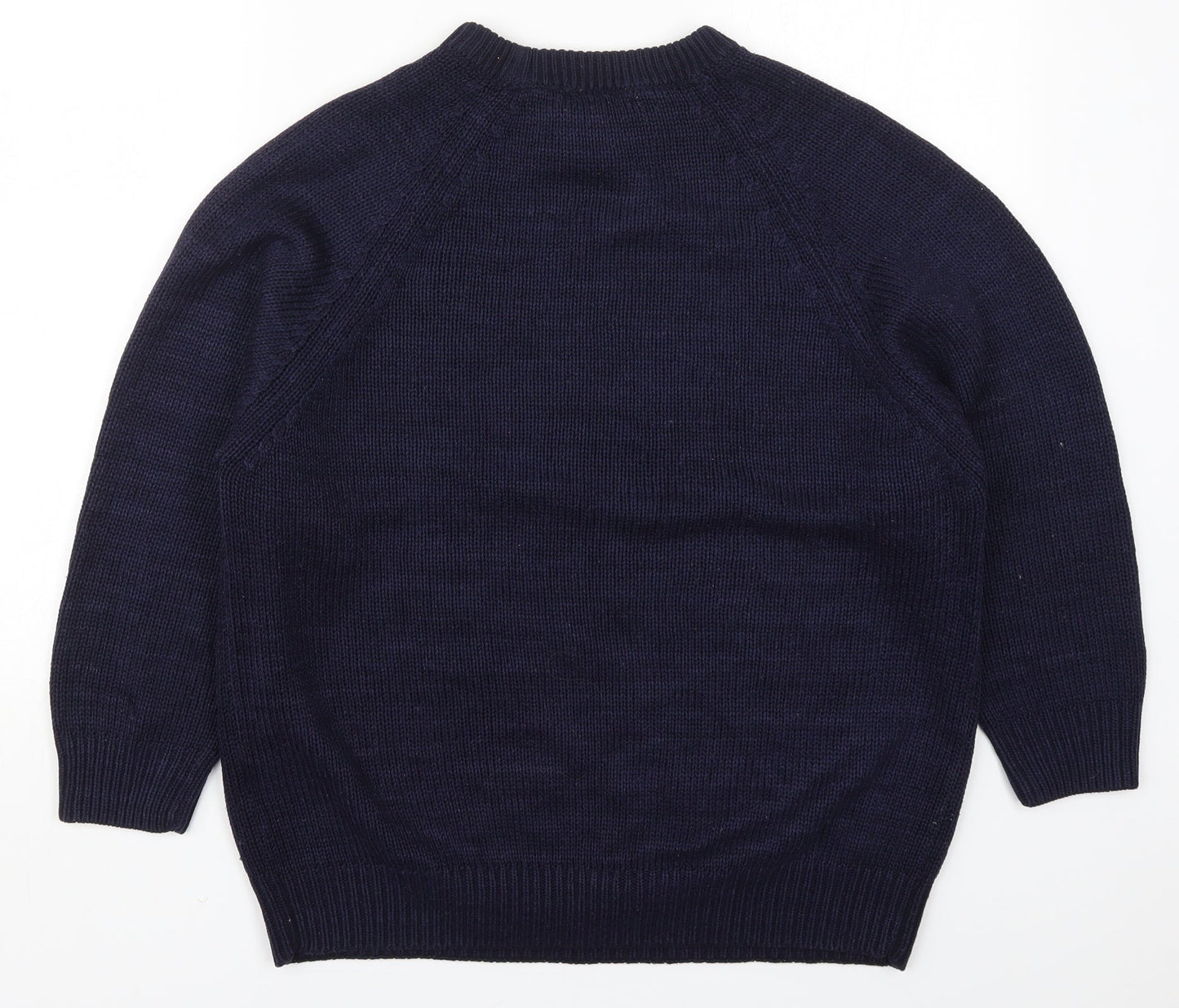 Emily Claire Womens Blue Round Neck  Acrylic Pullover Jumper Size 14