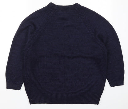 Emily Claire Womens Blue Round Neck  Acrylic Pullover Jumper Size 14
