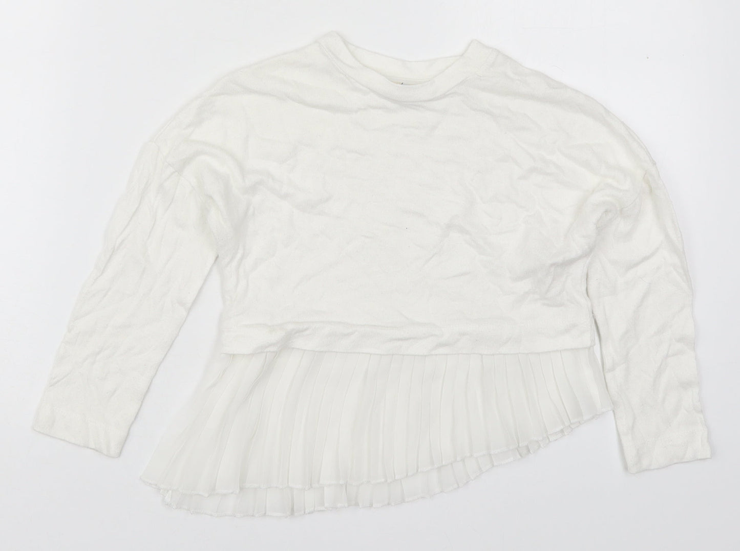 River Island Girls White Round Neck  Viscose Pullover Jumper Size 5-6 Years  Pullover