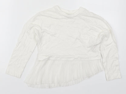 River Island Girls White Round Neck  Viscose Pullover Jumper Size 5-6 Years  Pullover