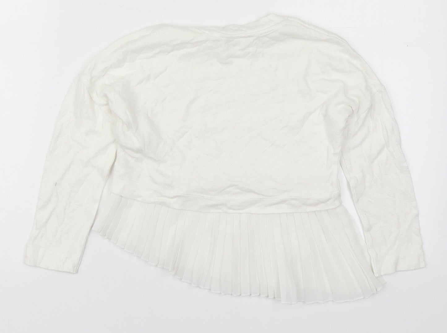 River Island Girls White Round Neck  Viscose Pullover Jumper Size 5-6 Years  Pullover