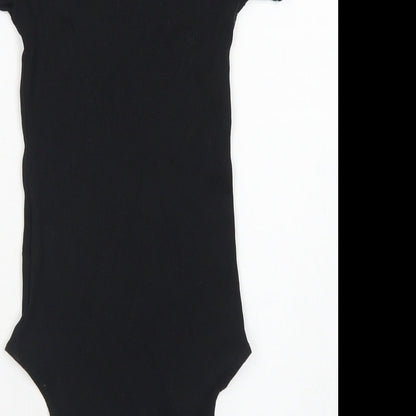 Divided Womens Black  Cotton Bodysuit One-Piece Size S  Snap - Lettuce Edging