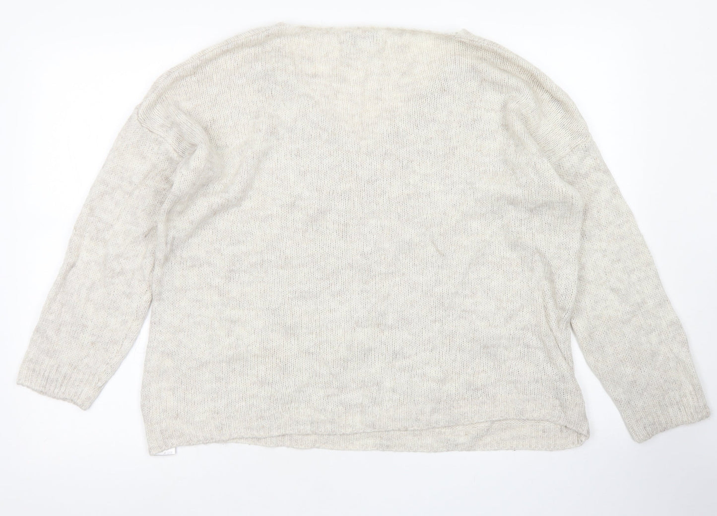 Apricot Womens Beige V-Neck  Acrylic Pullover Jumper Size M