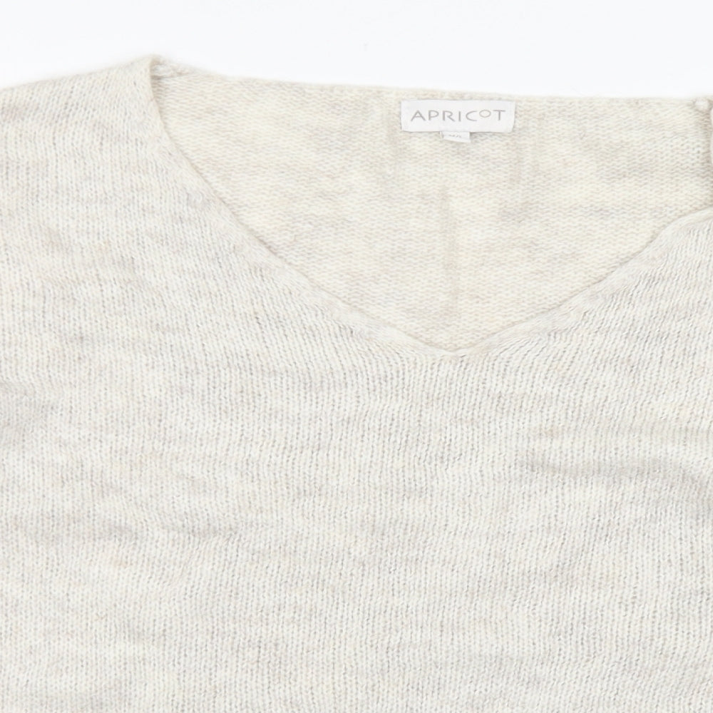 Apricot Womens Beige V-Neck  Acrylic Pullover Jumper Size M