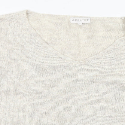 Apricot Womens Beige V-Neck  Acrylic Pullover Jumper Size M