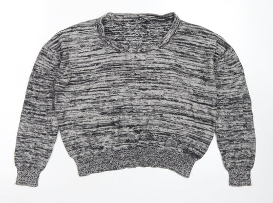 Select Womens Grey Crew Neck  Cotton Pullover Jumper Size 8   - Cropped