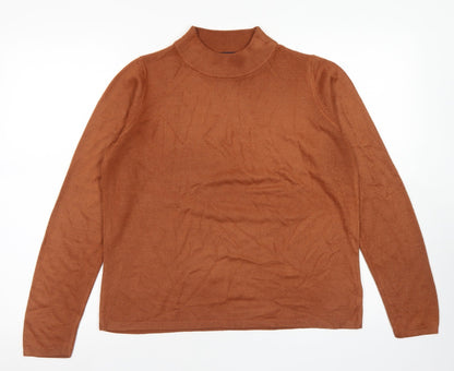 M&S Collection Womens Brown Mock Neck  Acrylic Pullover Jumper Size 14